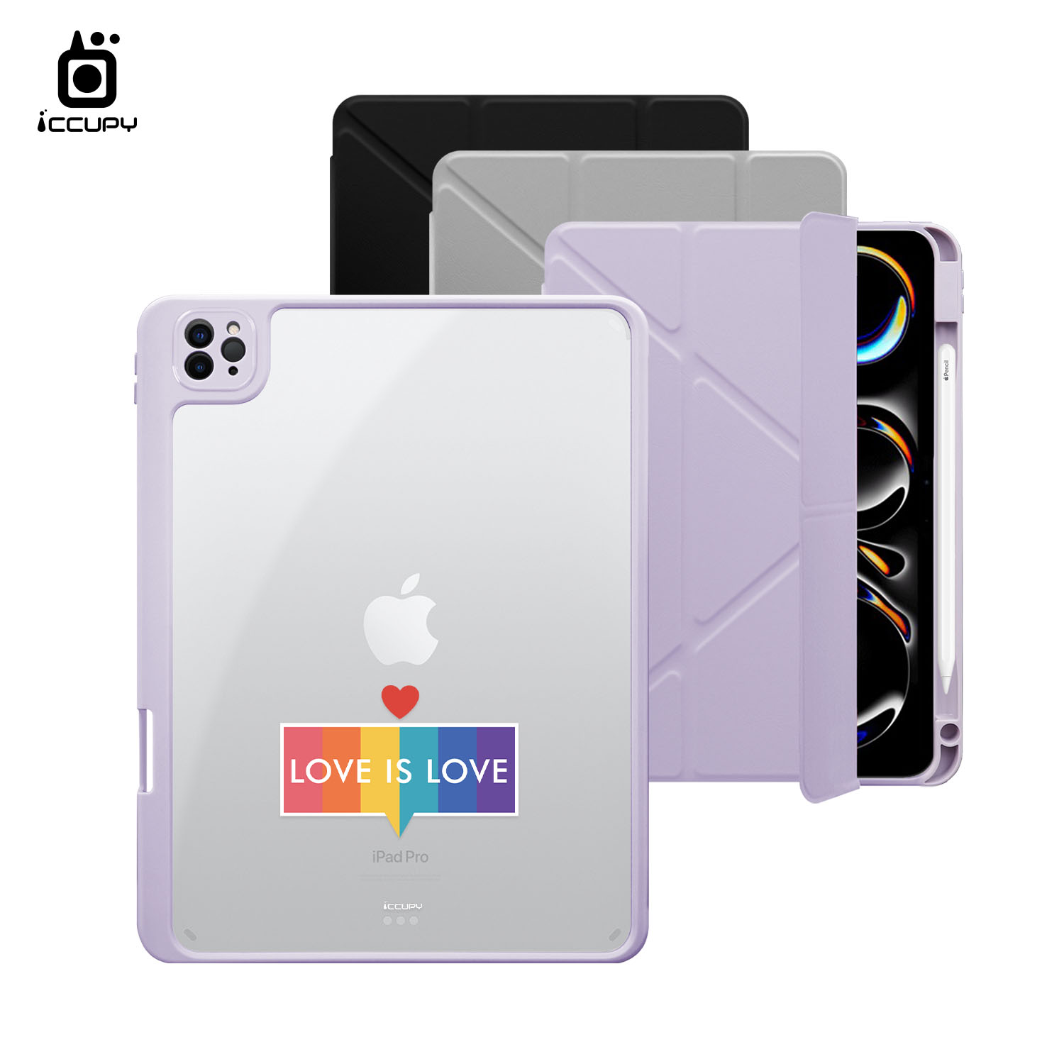 【LGBTQIA+🌈｜就是愛3】黑占盾平板SN系列｜卡扣式拆裝兩用(共三色) For iPad Pro(2024)11吋｜黑占iCCUPY
