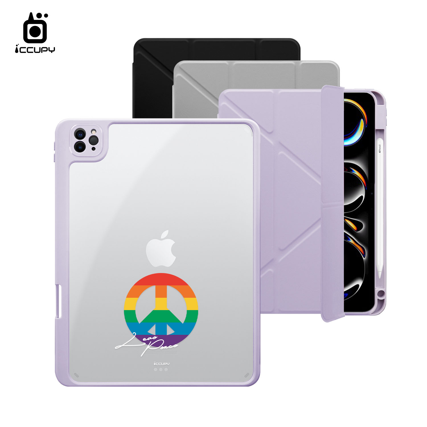 【LGBTQIA+🌈｜彩虹和平】黑占盾平板SN系列｜卡扣式拆裝兩用(共三色) For iPad Pro(2024)11吋｜黑占iCCUPY