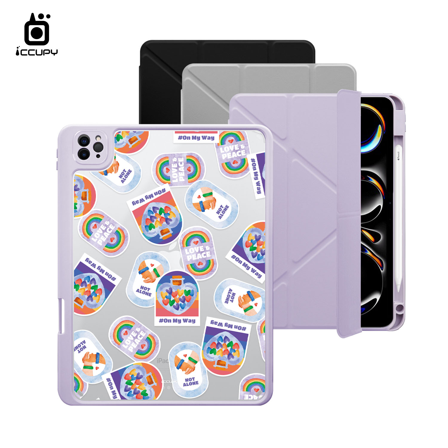 【LGBTQIA+🌈｜愛貼貼】黑占盾平板SN系列｜卡扣式拆裝兩用(共三色) For iPad Pro(2024)11吋｜黑占iCCUPY