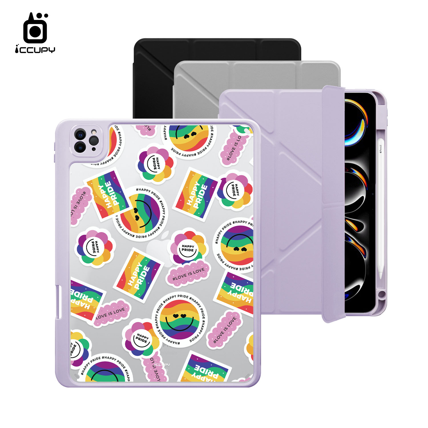 【LGBTQIA+🌈｜愛貼貼2】黑占盾平板SN系列｜卡扣式拆裝兩用(共三色) For iPad Pro(2024)11吋｜黑占iCCUPY