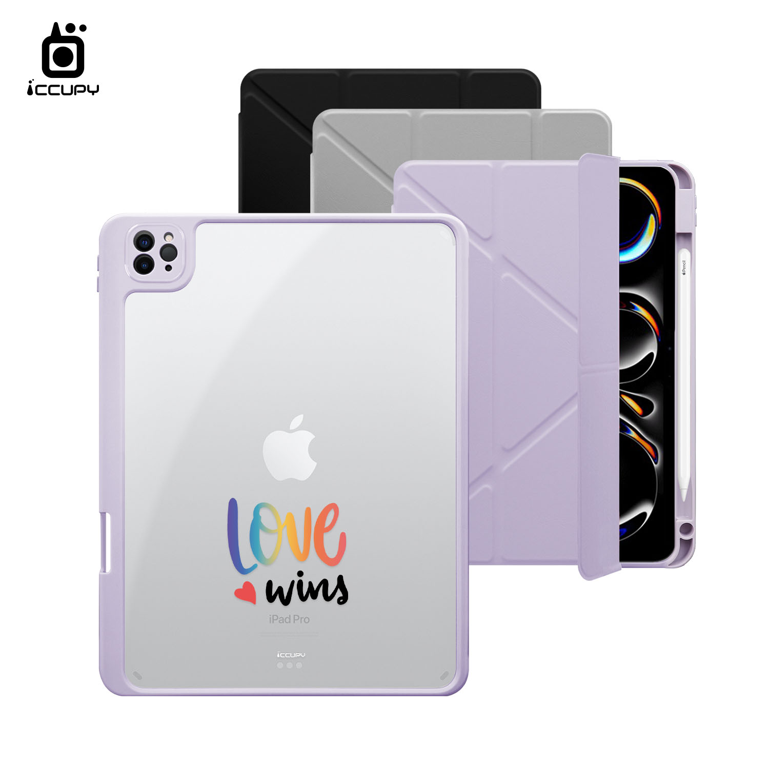 【LGBTQIA+🌈｜愛的宣言 (黑)】黑占盾平板SN系列｜卡扣式拆裝兩用(共三色) For iPad Pro(2025)M5 11吋｜黑占iCCUPY