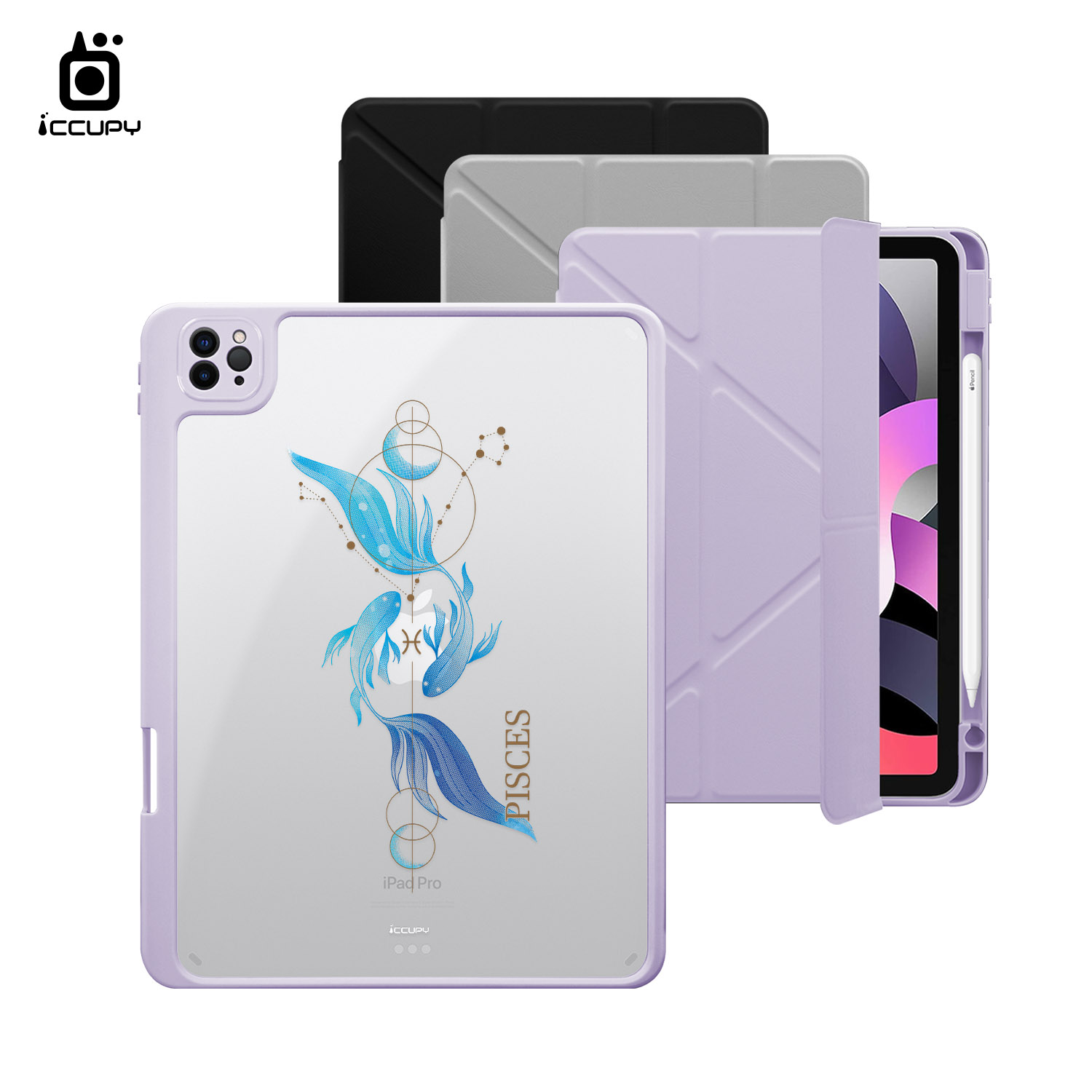 【占星-雙魚座】黑占盾平板SN系列-卡扣式拆裝兩用(共三色) For iPad Pro(2022)11吋-黑占iCCUPY