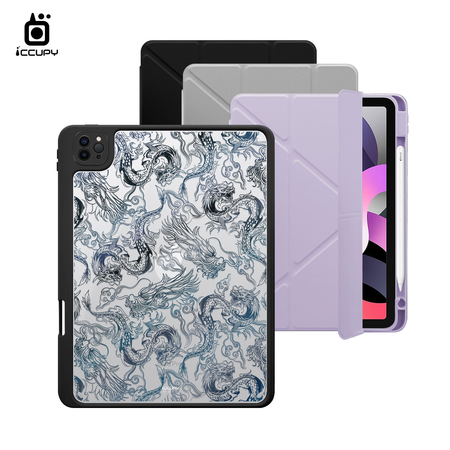 【天龍-黑藍】黑占盾平板SN系列-卡扣式拆裝兩用(共三色) For iPad Pro(2022)11吋-黑占iCCUPY