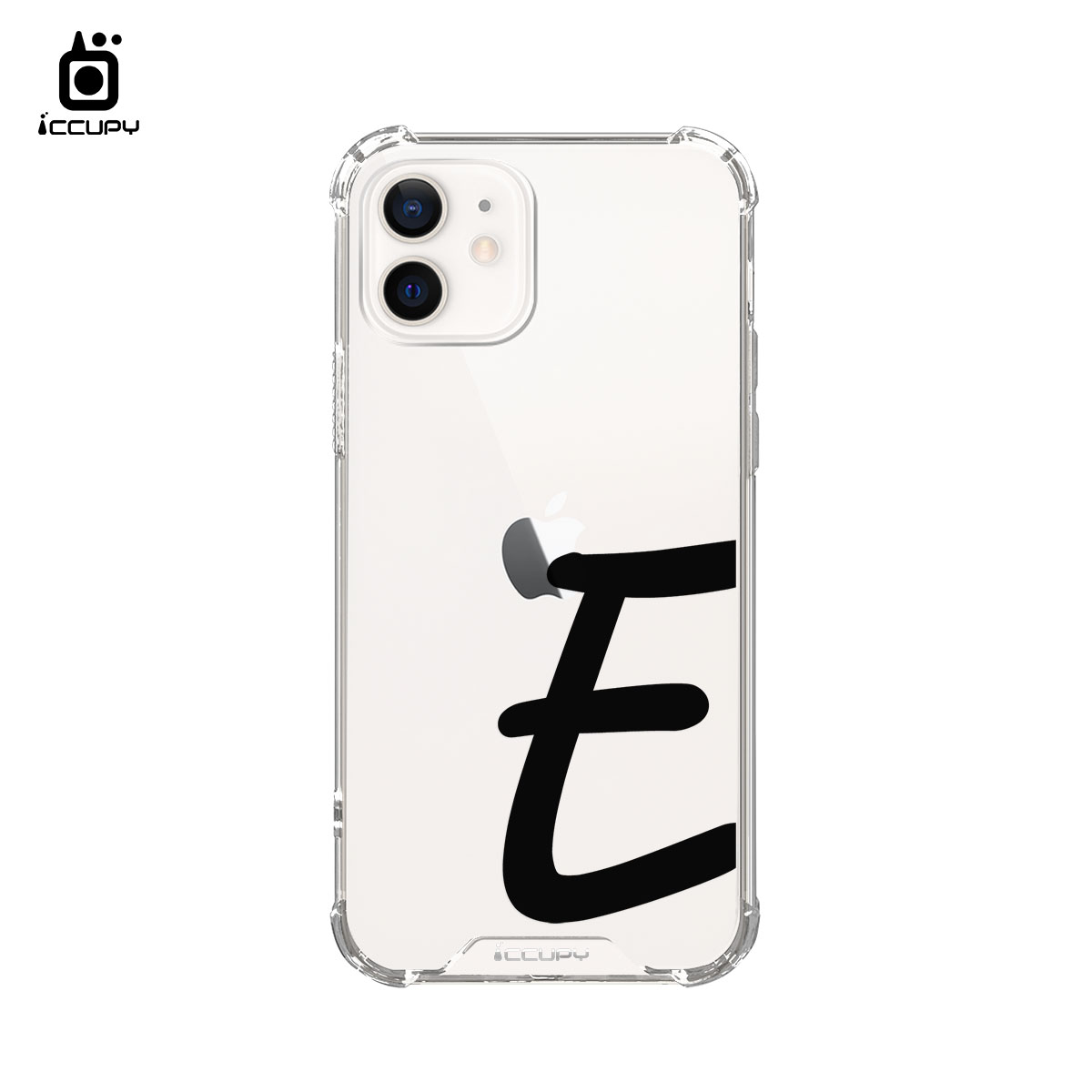 【個性字母E｜黑字】IQ CASE 角粒殼 For iPhone 12-黑占iCCUPY