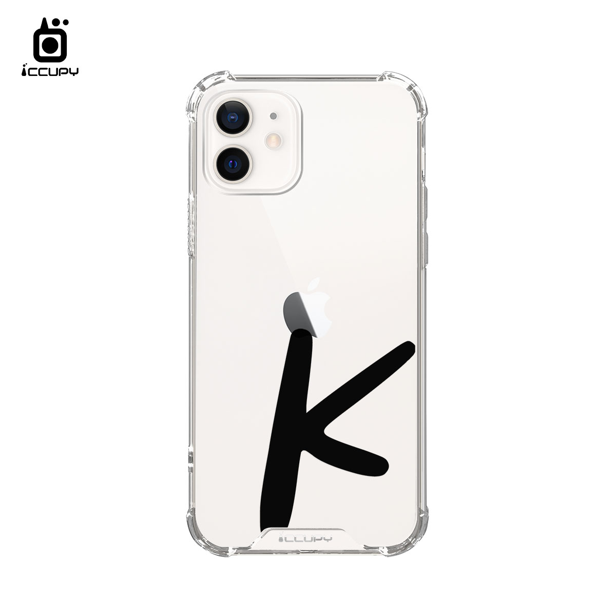 【個性字母K｜黑字】IQ CASE 角粒殼 For iPhone 12-黑占iCCUPY