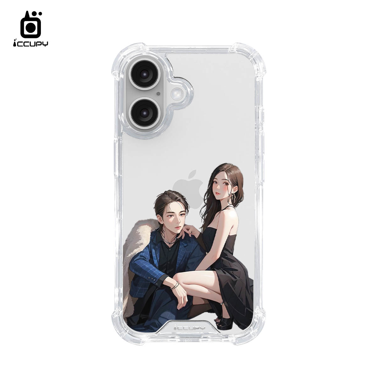 【韓系精緻似顏繪】IQ CASE 角粒殼 For iPhone 16-黑占iCCUPY