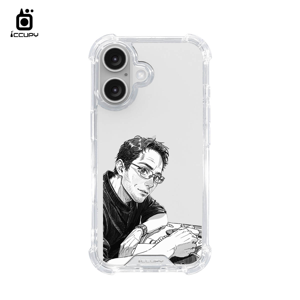 【美系黑白似顏繪】IQ CASE 角粒殼 For iPhone 16-黑占iCCUPY