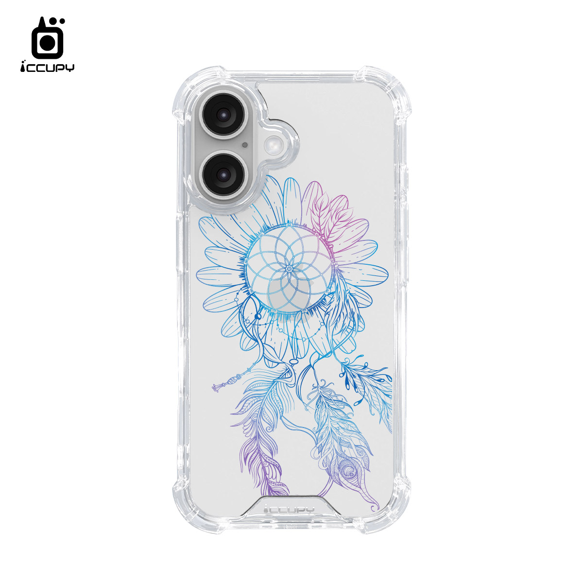 【捕夢網｜凌曦-藍紫】IQ CASE 角粒殼 For iPhone 16-黑占iCCUPY