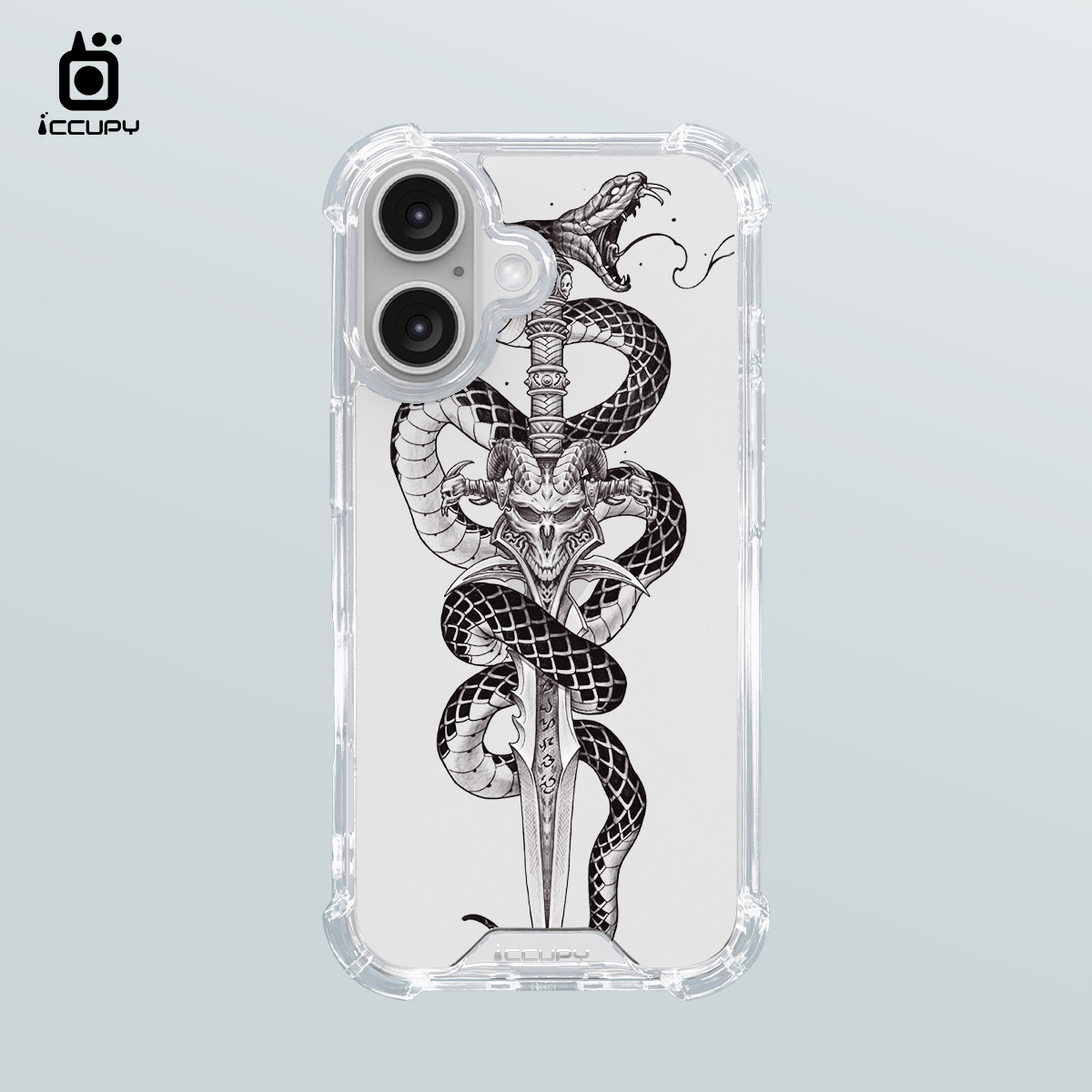 【淨恆HERMAN｜霜之哀傷與蛇】IQ CASE 角粒殼 For iPhone 16-黑占iCCUPY