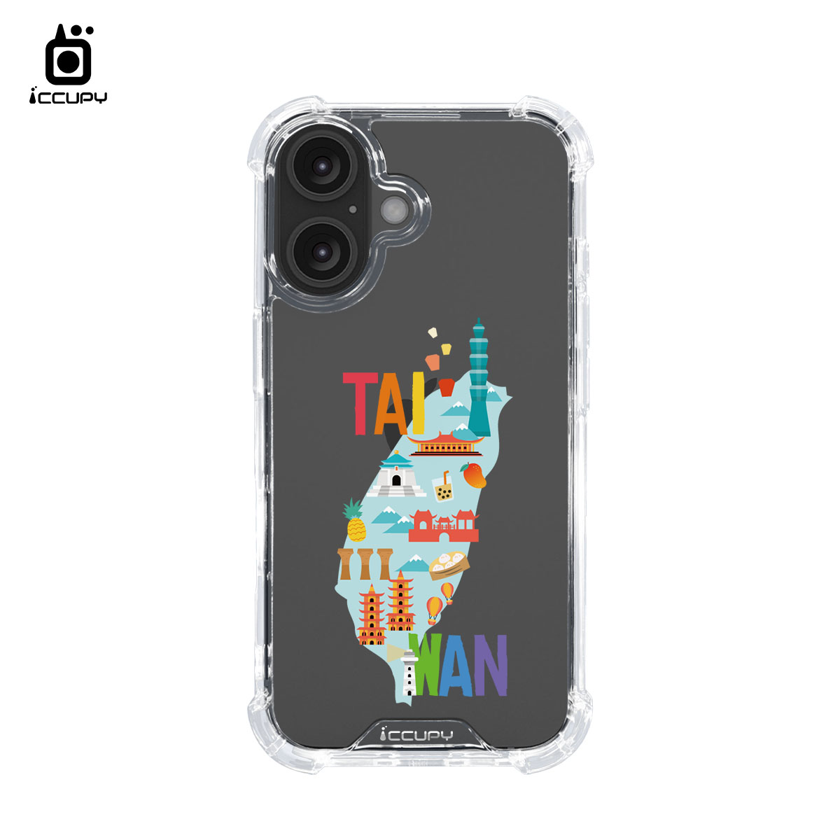 【台灣景點】iQ CASE角粒殼 For iPhone 16 -黑占iCCUPY