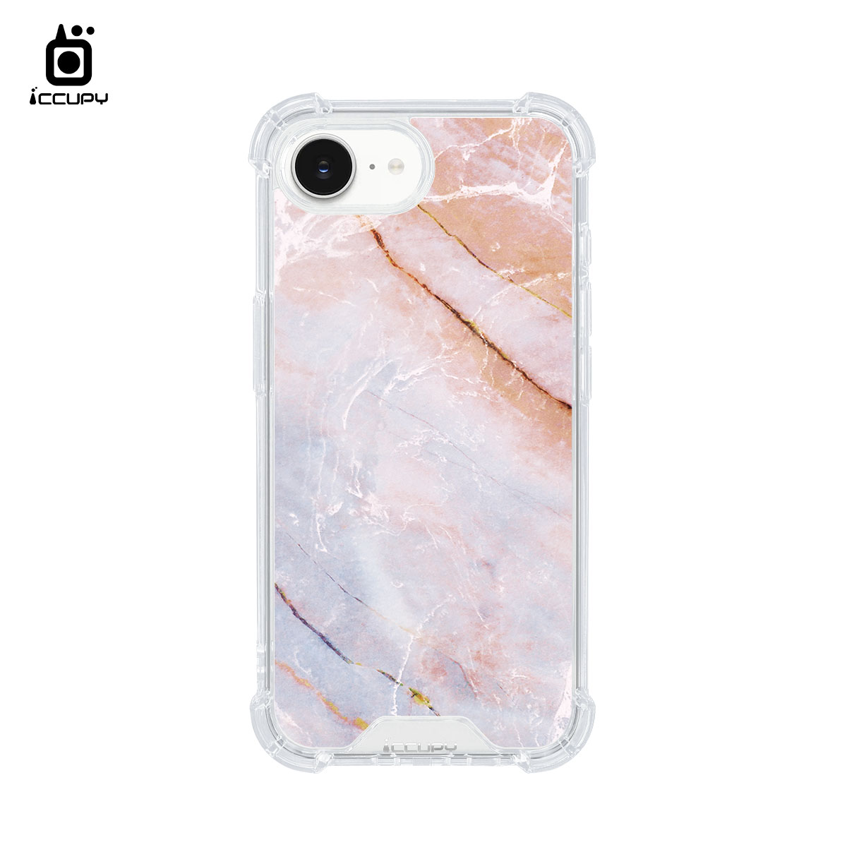【大理石|祕魯橘】IQ CASE 角粒殼 For iPhone 16e-黑占iCCUPY