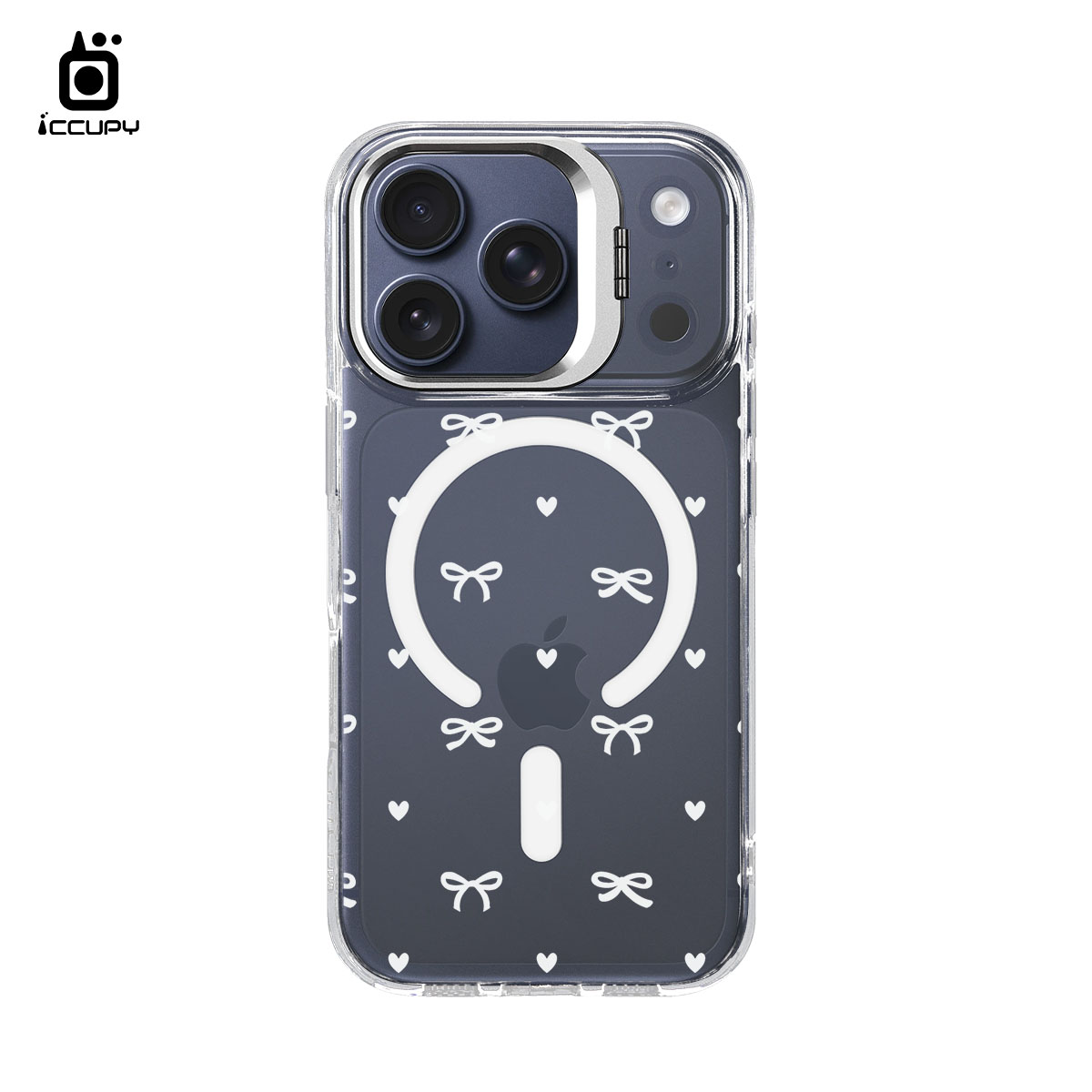 【韓系蝴蝶結-白】防摔立架手機殼(透明) For iPhone 17 Pro 6.3吋