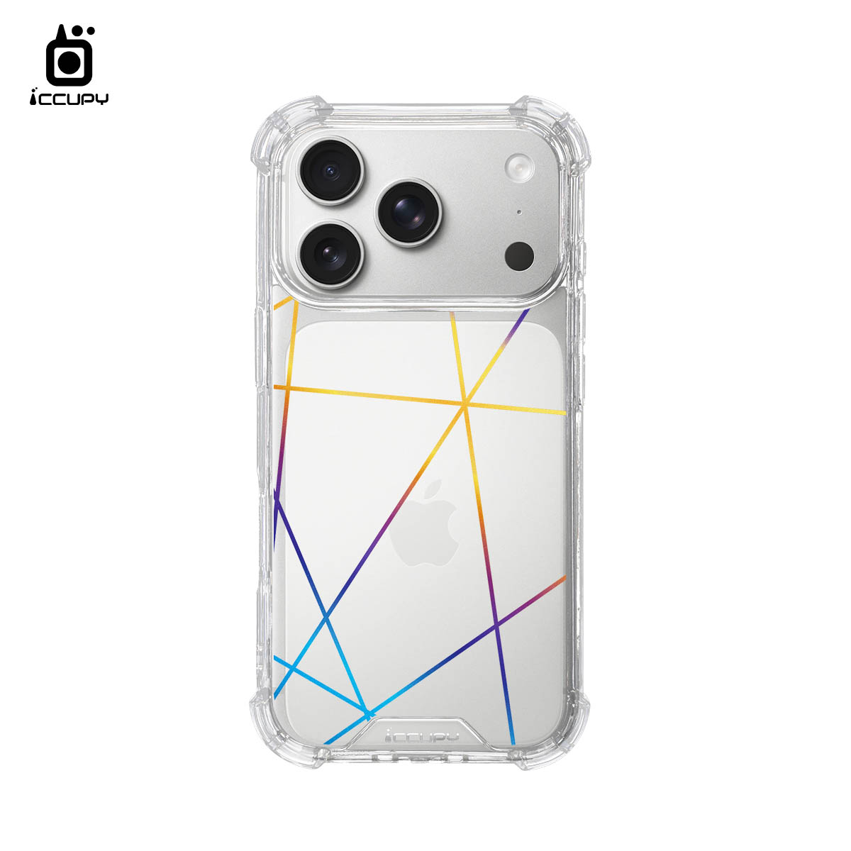 【線性幾何-黃粉】IQ CASE 角粒殼 For iPhone 17 Pro Max-黑占iCCUPY