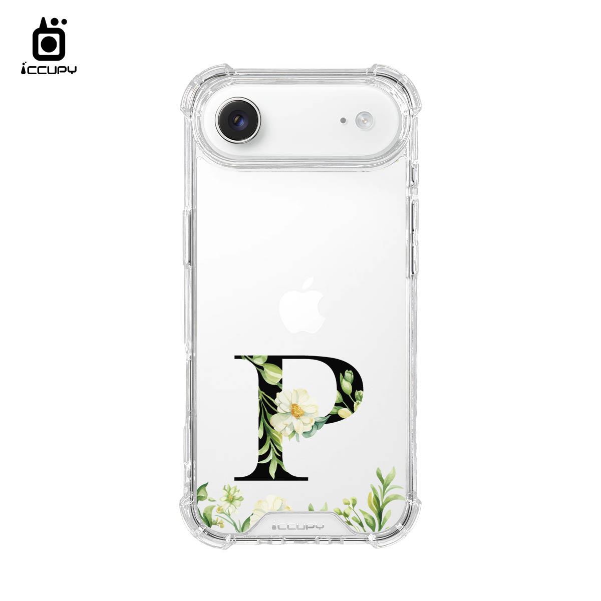 【花漾字母P|花景+黑字】IQ CASE 角粒殼 For iPhone Air-黑占iCCUPY