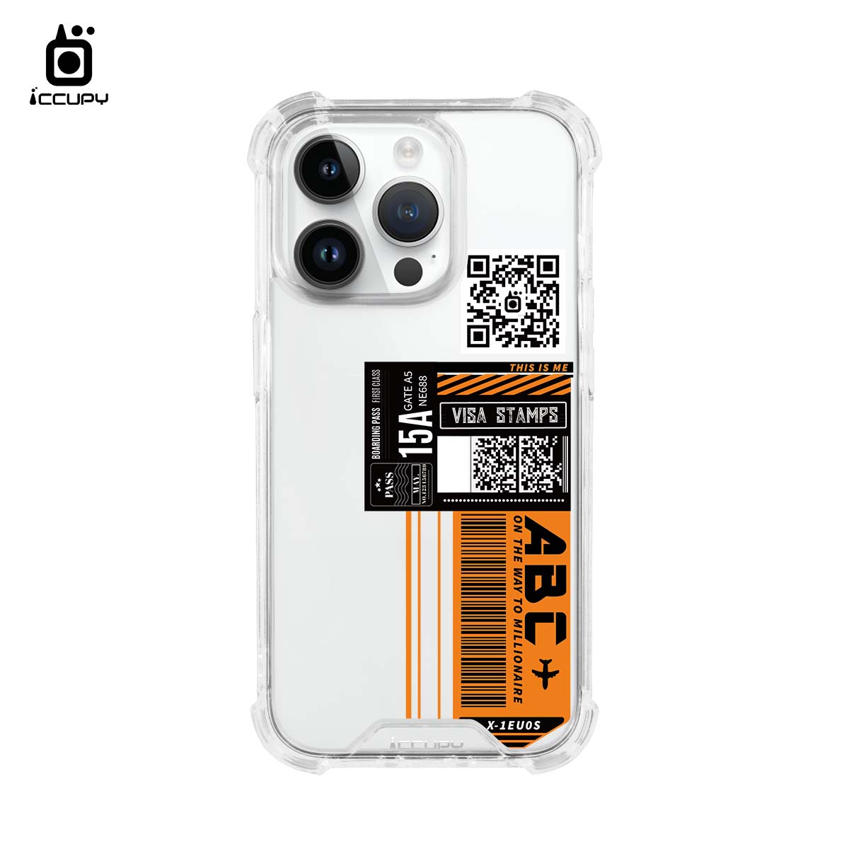 【非客製】IQ CASE 角粒殼 For Apple iPhone 15 Pro Max 我的行動條碼-起飛TAKE OFF(橘)