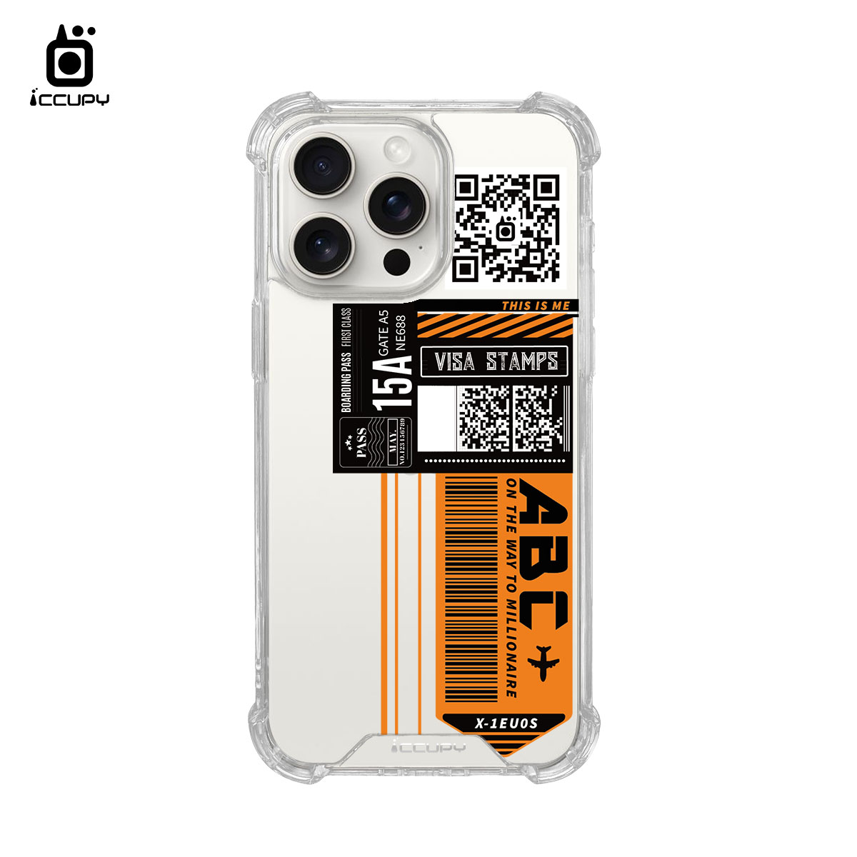 【非客製】IQ CASE 角粒殼 For Apple iPhone 15 Pro Max 我的行動條碼-起飛TAKE OFF(橘)