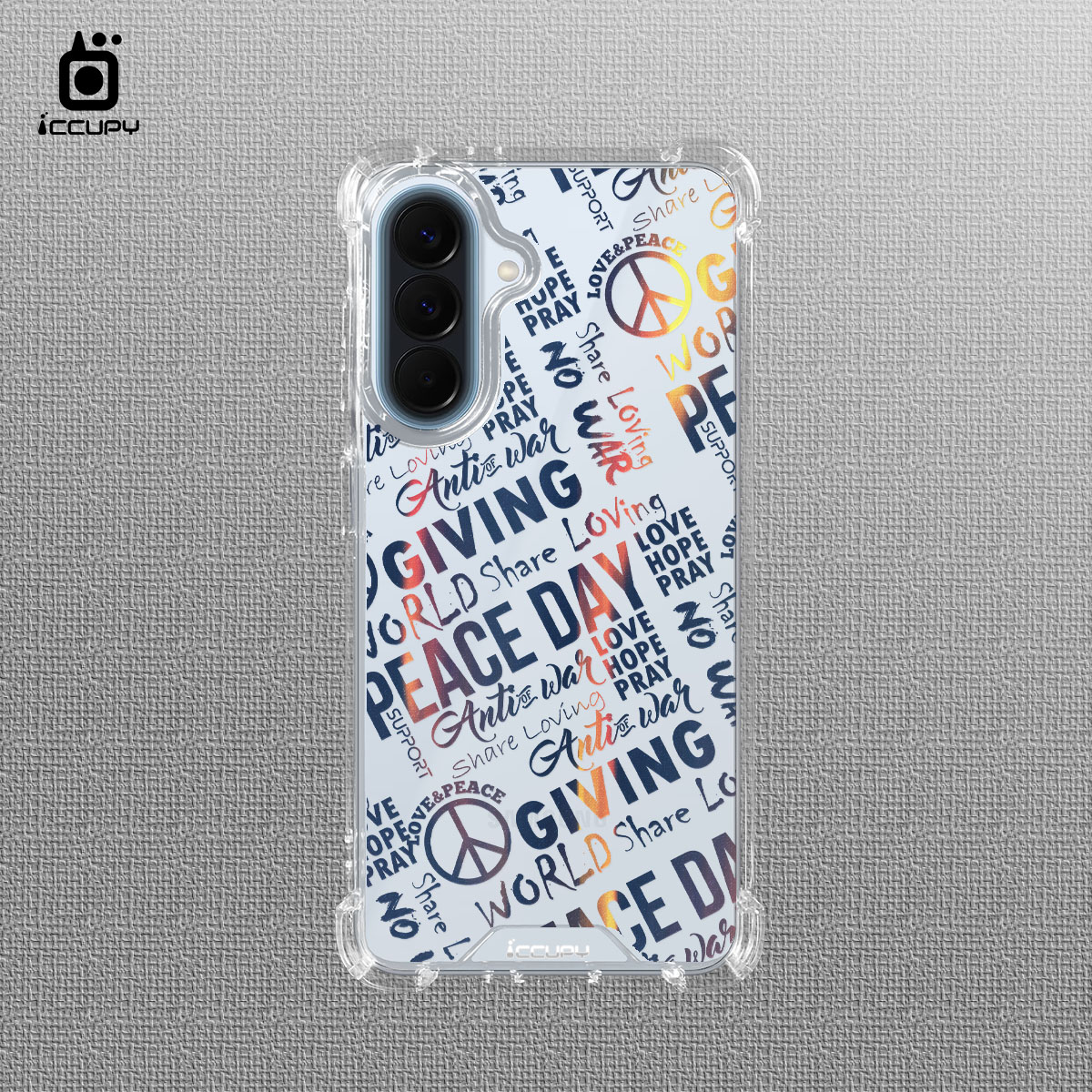 【反戰-藍橘】IQ CASE 角粒殼 For SAMSUNG A57-黑占iCCUPY