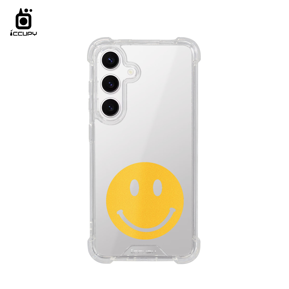 【大笑臉-暖黃】IQ CASE 角粒殼 For SAMSUNG S24 Plus-黑占iCCUPY