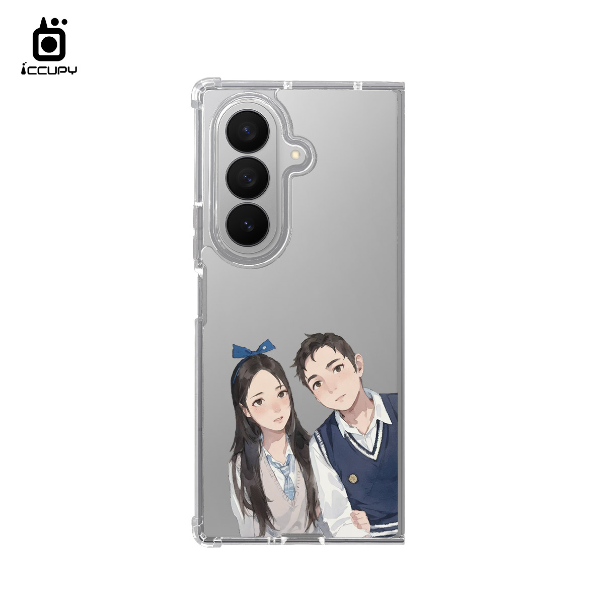 【日系水彩似顏繪】IQ CASE 角粒殼 For SAMSUNG Z FOLD 7-黑占iCCUPY