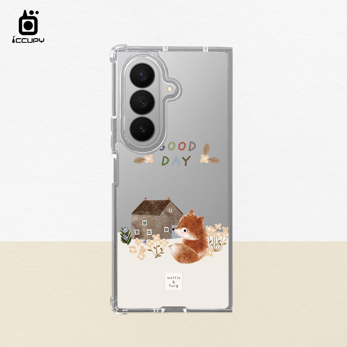 【森森物語｜花花小狐】IQ CASE 角粒殼 For SAMSUNG Z FOLD 7-黑占iCCUPY