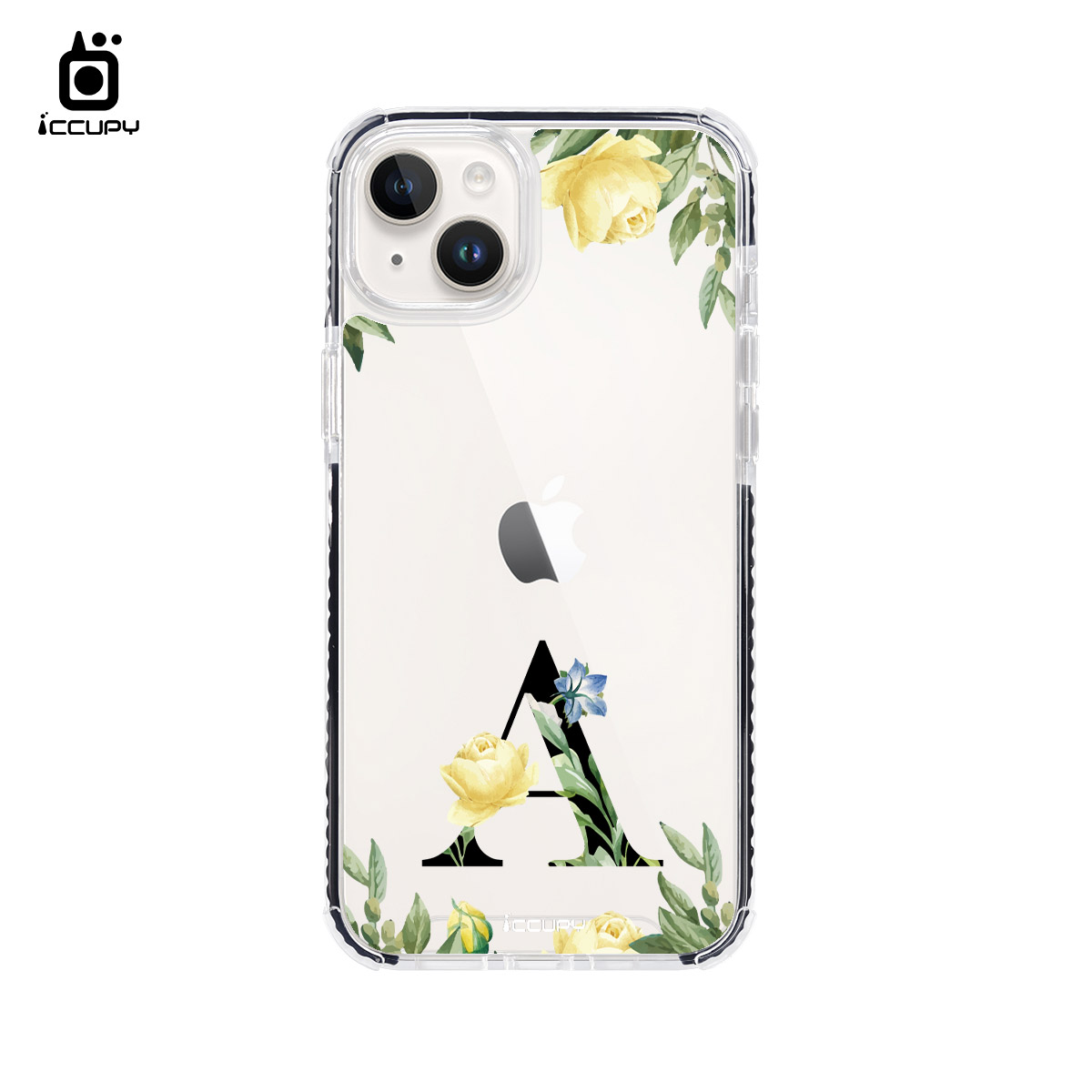 【花漾字母A｜花景+黑字】iQ CASE角粒殼2.0 (共兩色) 質感防護 For iPhone 14 Plus-黑占iCCUPY