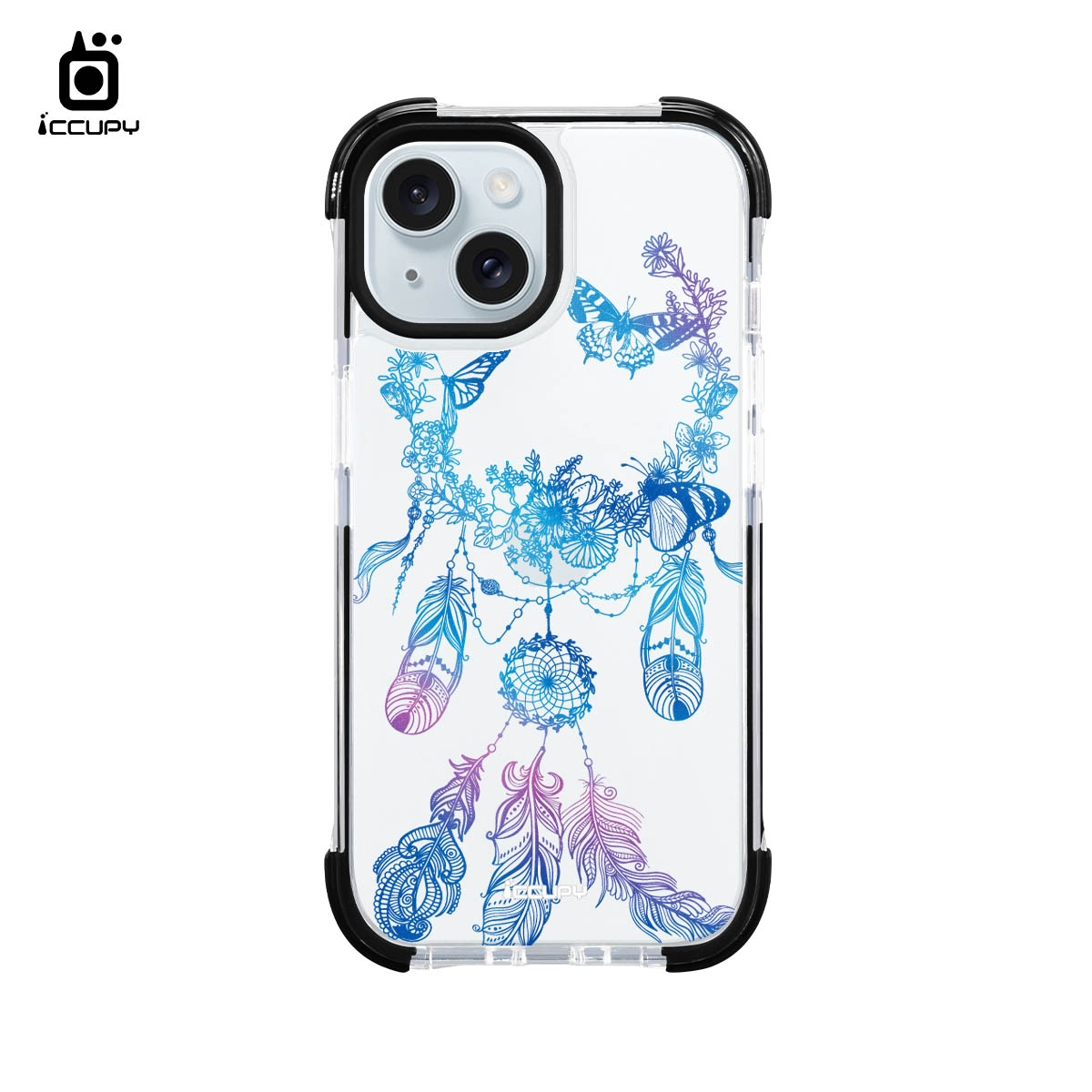 【捕夢網|流雲-藍紫】iQ CASE角粒殼2.0 (共兩色) 質感防護 For iPhone 15-黑占iCCUPY