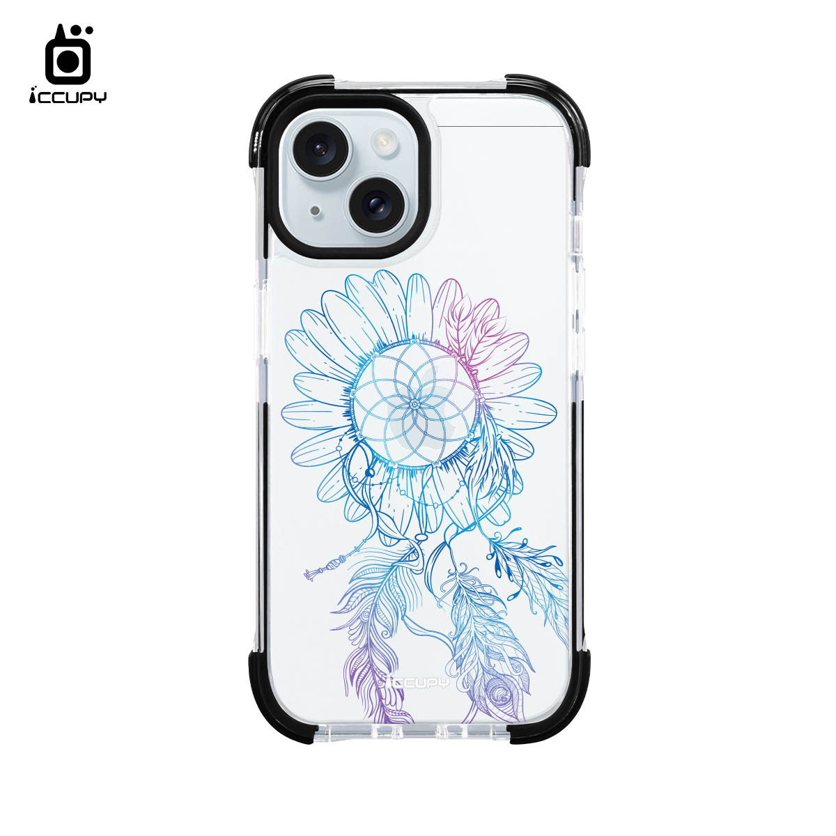 【捕夢網|凌曦-藍紫】iQ CASE角粒殼2.0 (共兩色) 質感防護 For iPhone 15-黑占iCCUPY