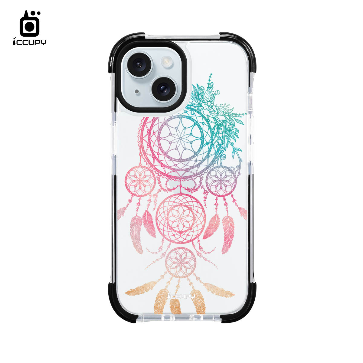 【捕夢網|繁星-粉綠】iQ CASE角粒殼2.0 (共兩色) 質感防護 For iPhone 15-黑占iCCUPY