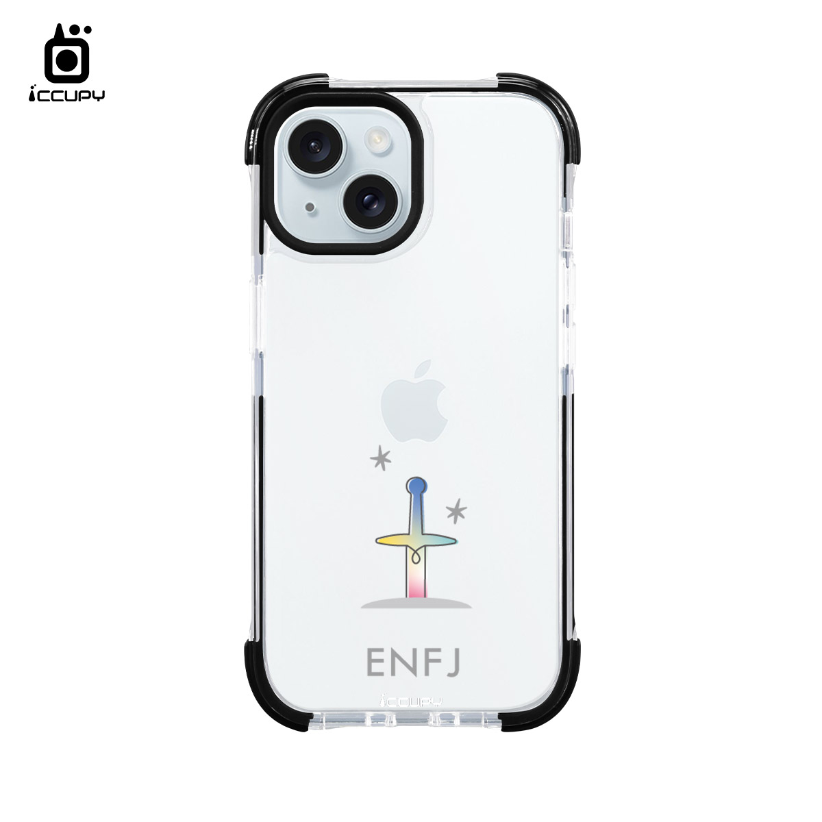 【MBTI｜手繪系列-ENFJ 主人公(彩色)】iQ CASE角粒殼2.0 (共兩色) 質感防護 For iPhone 15-黑占iCCUPY