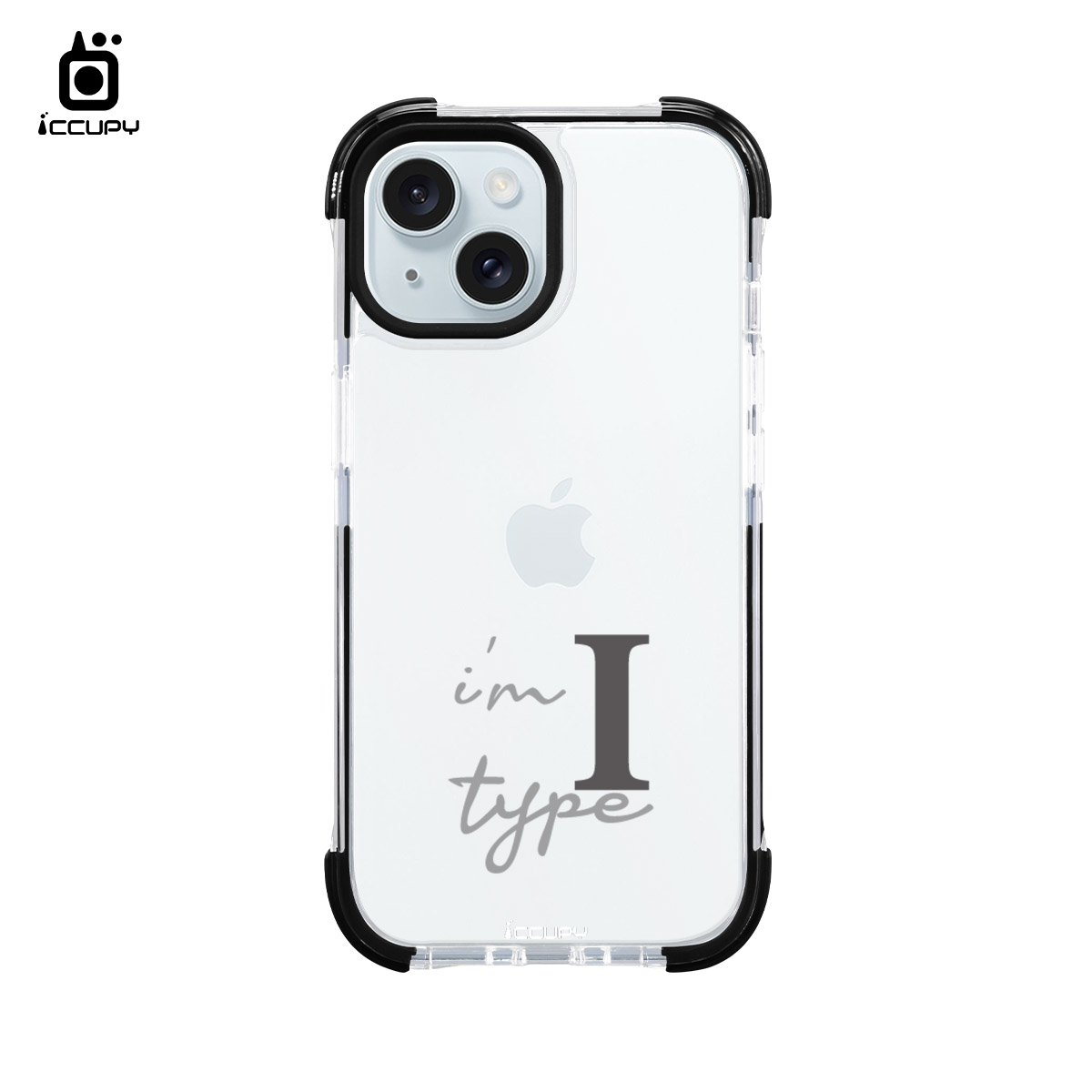 【MBTI｜潮流系列-I-直式(灰色)】iQ CASE角粒殼2.0 (共兩色) 質感防護 For iPhone 15-黑占iCCUPY