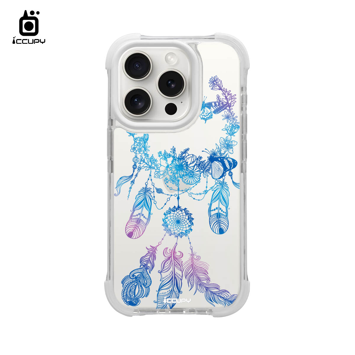 【捕夢網|流雲-藍紫】iQ CASE角粒殼2.0 (共兩色) 質感防護 For iPhone 15 Pro-黑占iCCUPY