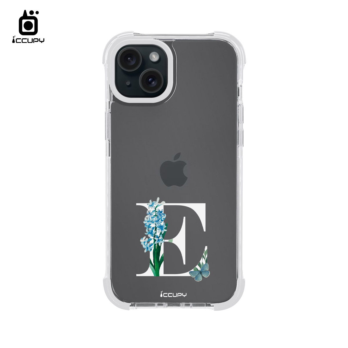 【花漾字母E｜白字】iQ CASE角粒殼2.0 (共兩色) 質感防護 For iPhone 15 Plus-黑占iCCUPY