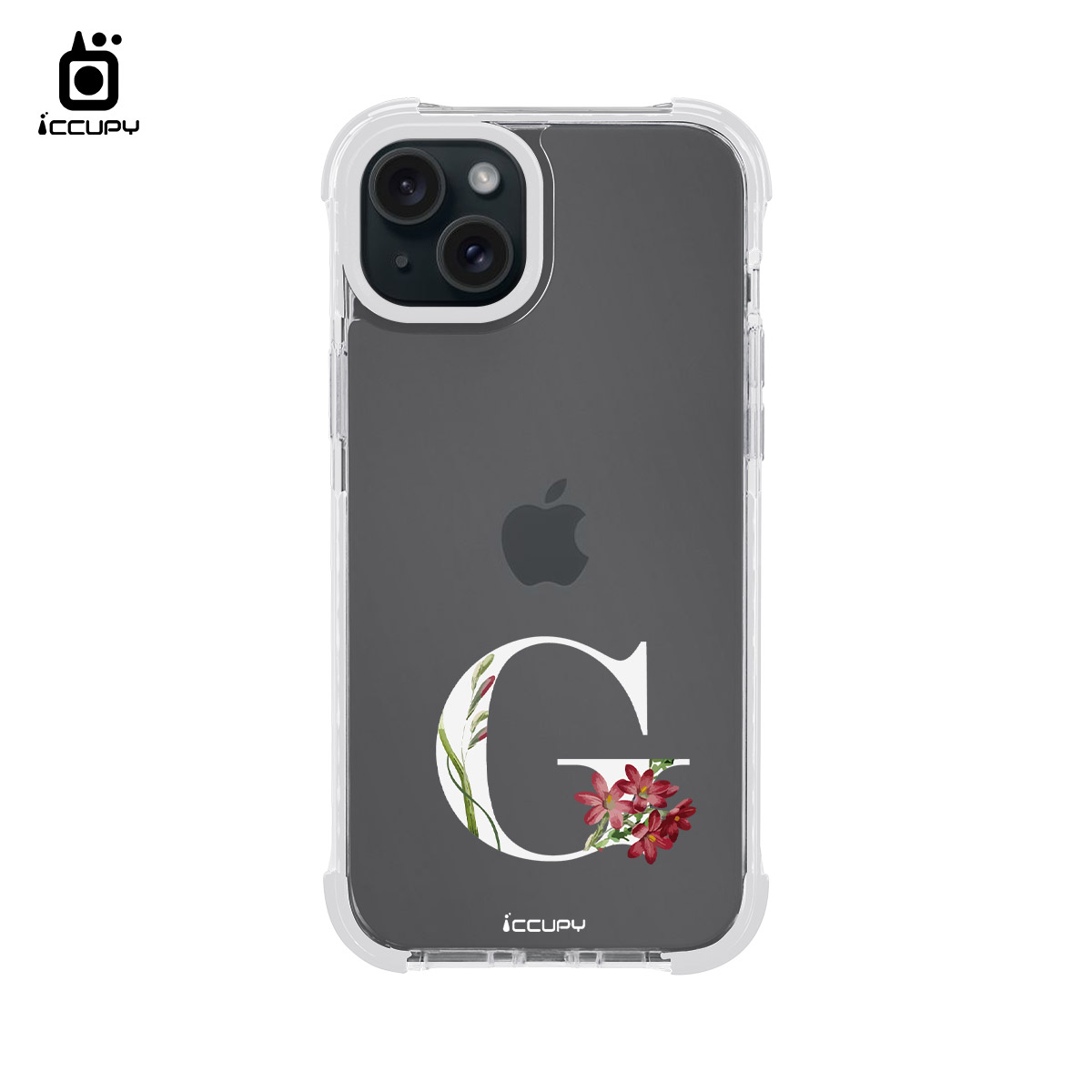 【花漾字母G｜白字】iQ CASE角粒殼2.0 (共兩色) 質感防護 For iPhone 15 Plus-黑占iCCUPY