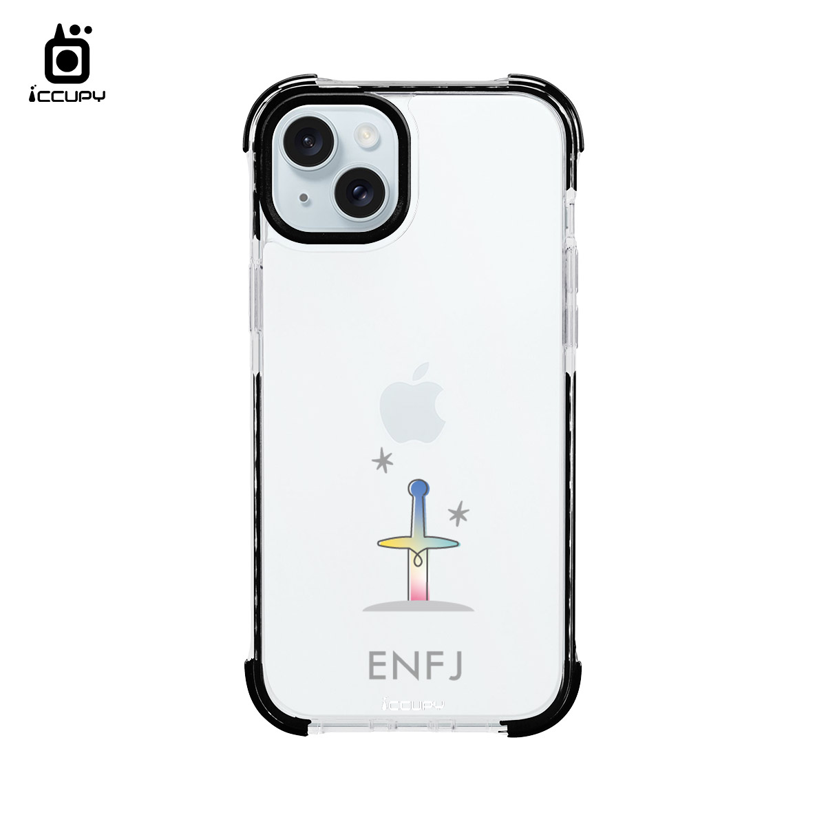 【MBTI｜手繪系列-ENFJ 主人公(彩色)】iQ CASE角粒殼2.0 (共兩色) 質感防護 For iPhone 15 Plus-黑占iCCUPY