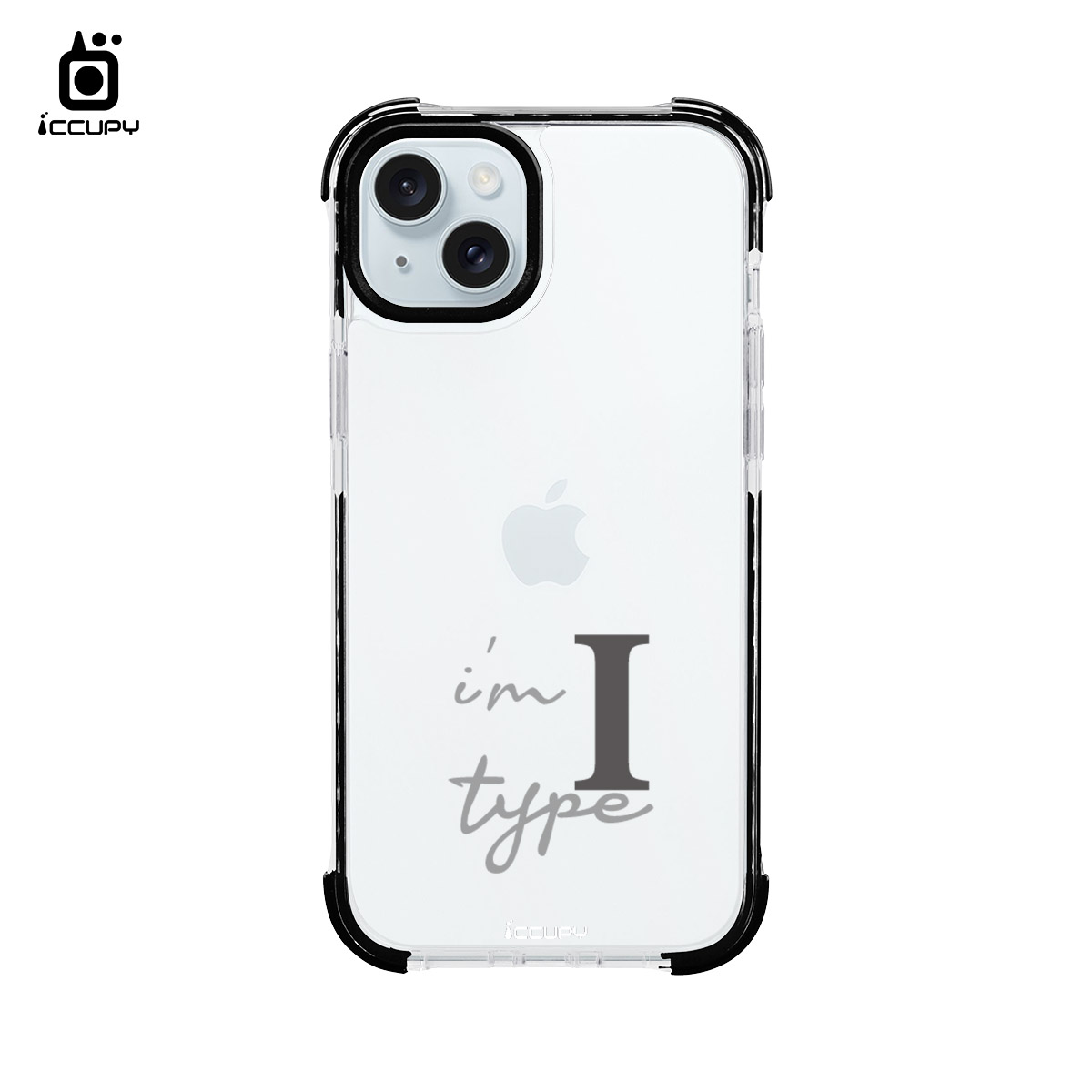 【MBTI｜潮流系列-I-直式(灰色)】iQ CASE角粒殼2.0 (共兩色) 質感防護 For iPhone 15 Plus-黑占iCCUPY