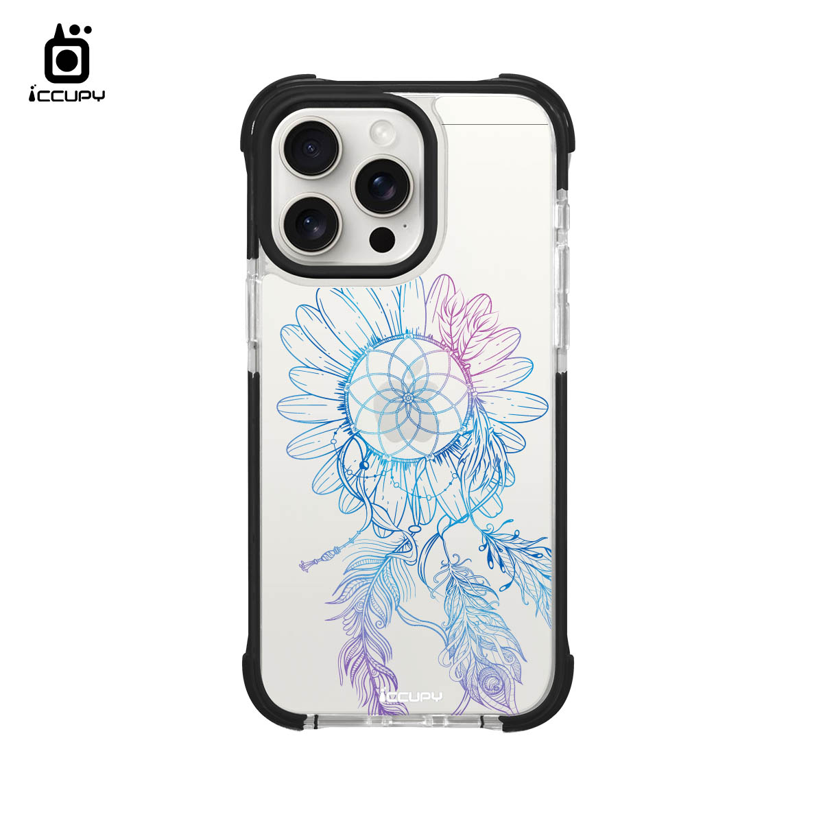 【捕夢網|凌曦-藍紫】iQ CASE角粒殼2.0 (共兩色) 質感防護 For iPhone 15 Pro Max-黑占iCCUPY