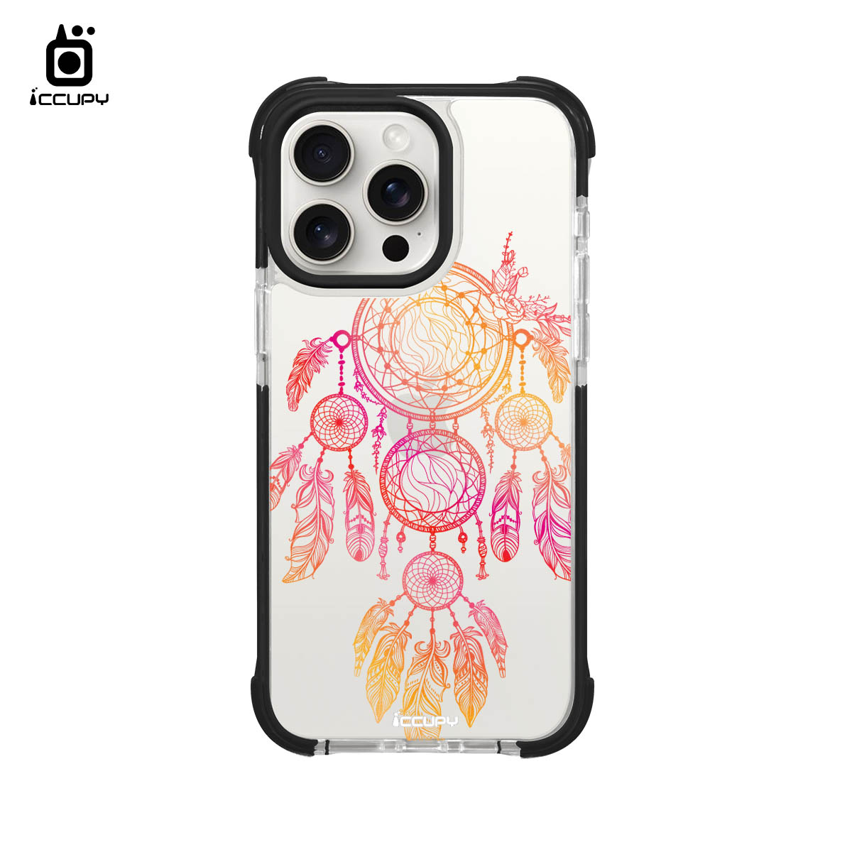 【捕夢網|曉月-橘紅】iQ CASE角粒殼2.0 (共兩色) 質感防護 For iPhone 15 Pro Max-黑占iCCUPY