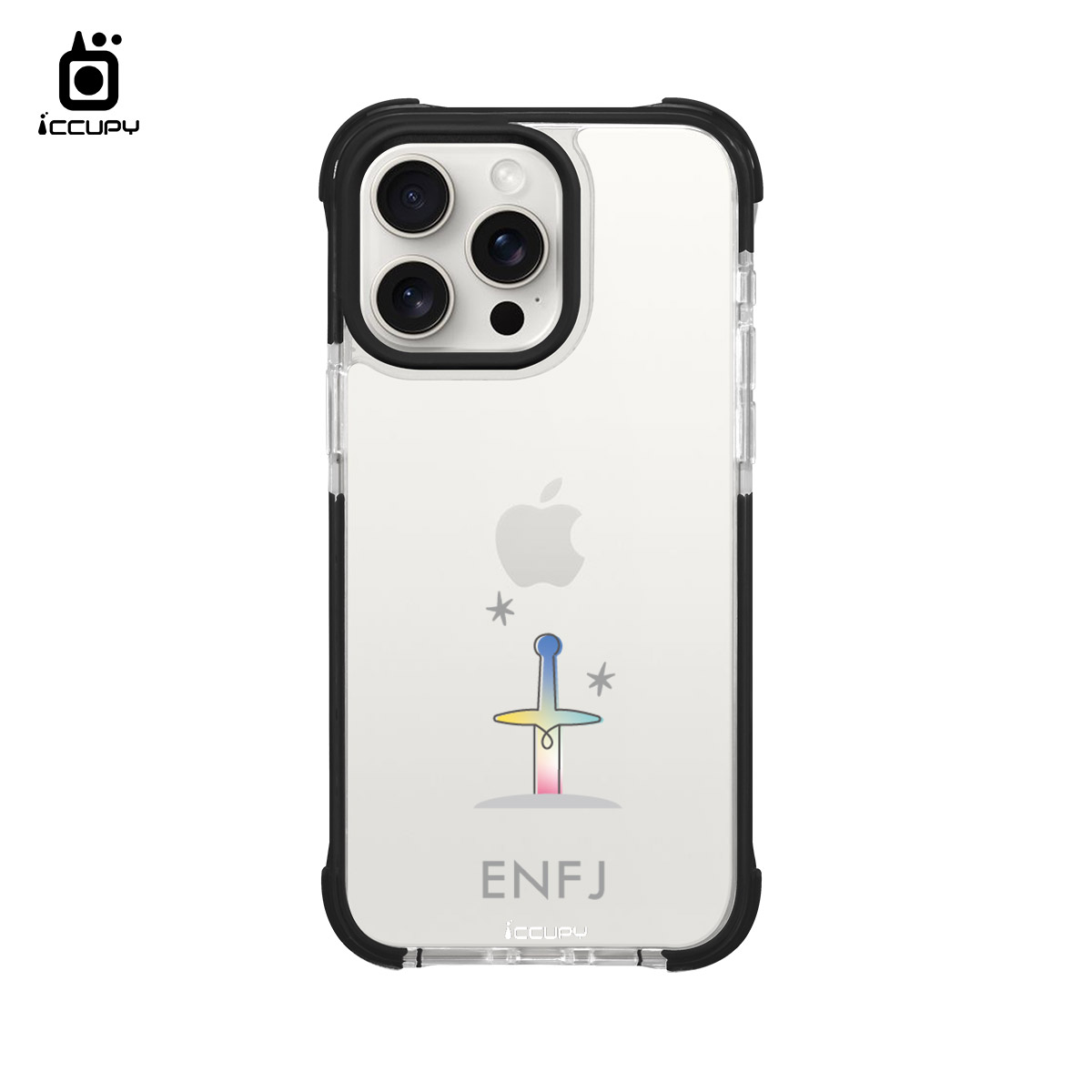 【MBTI｜手繪系列-ENFJ 主人公(彩色)】iQ CASE角粒殼2.0 (共兩色) 質感防護 For iPhone 15 Pro Max-黑占iCCUPY