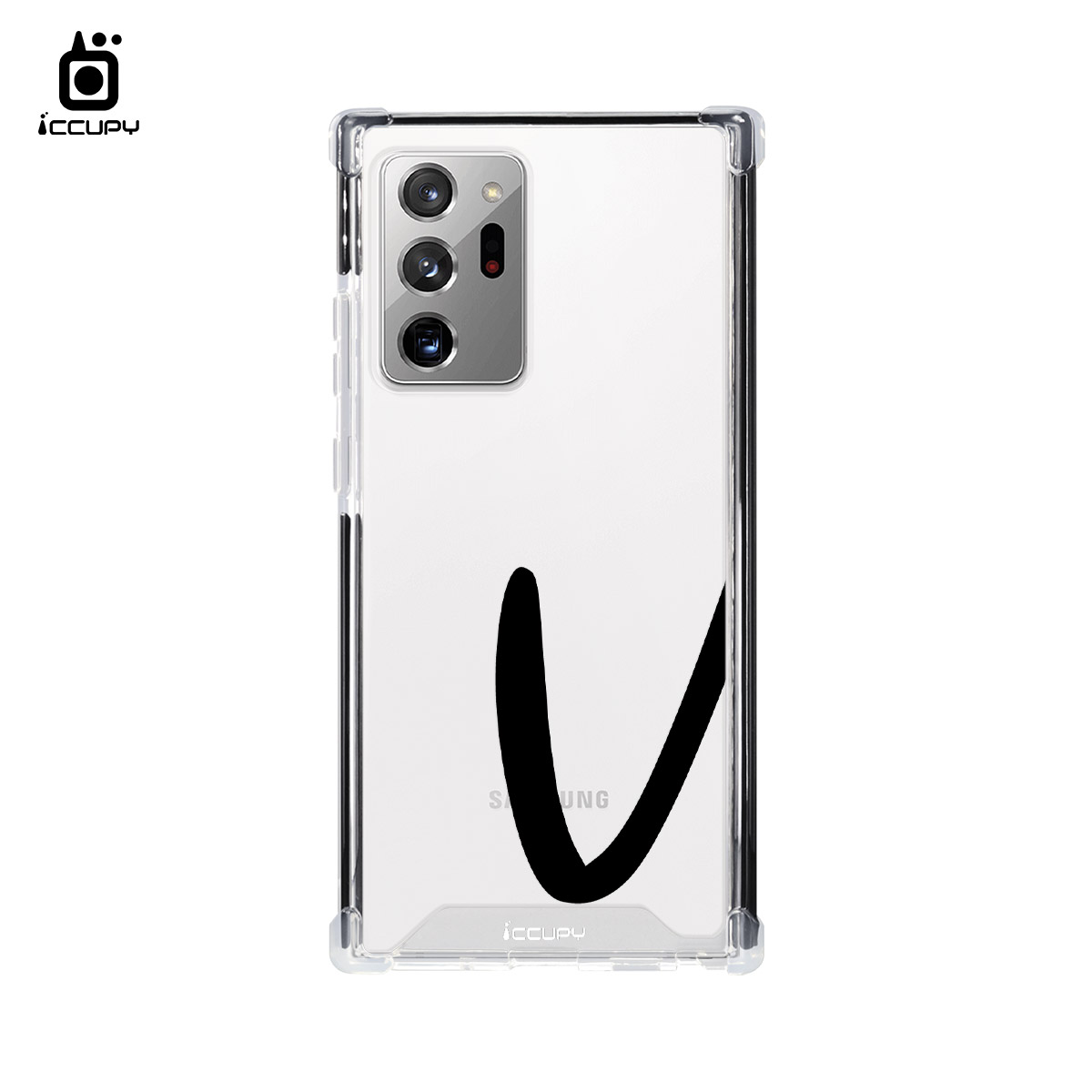 【個性字母V|黑字】iQ CASE角粒殼2.0 (晶透黑) 質感防護 For SAMSUNG NOTE 20 ULTRA-黑占iCCUPY