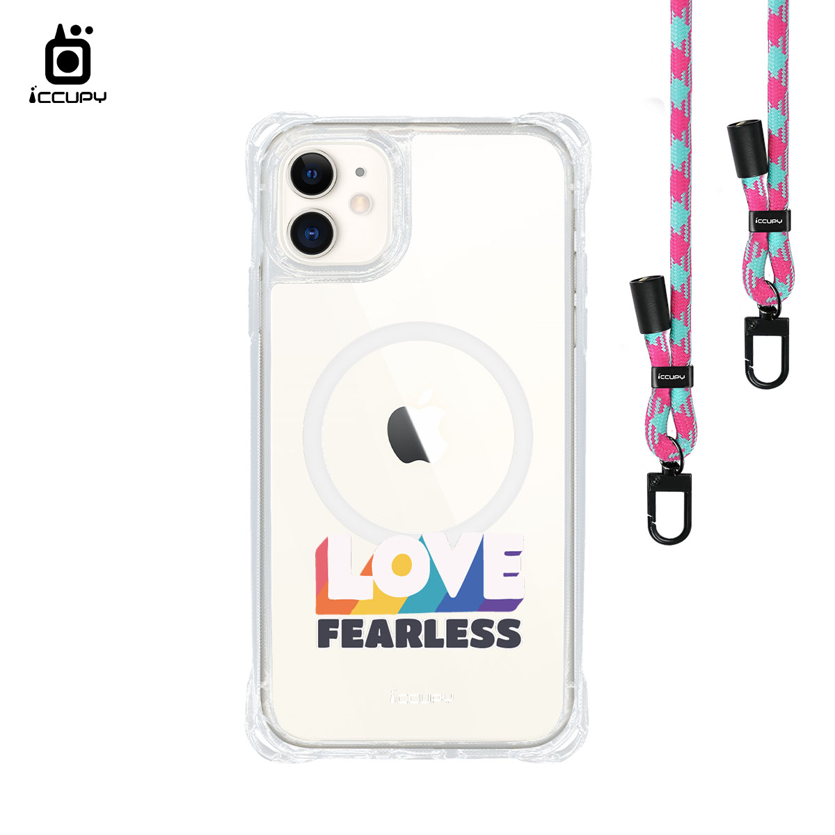 【LGBTQIA+🌈|勇敢愛】iQ CASE角粒殼3.0背帶掛繩防摔殼 (支援MagSafe) For iPhone 11 -黑占iCCUPY