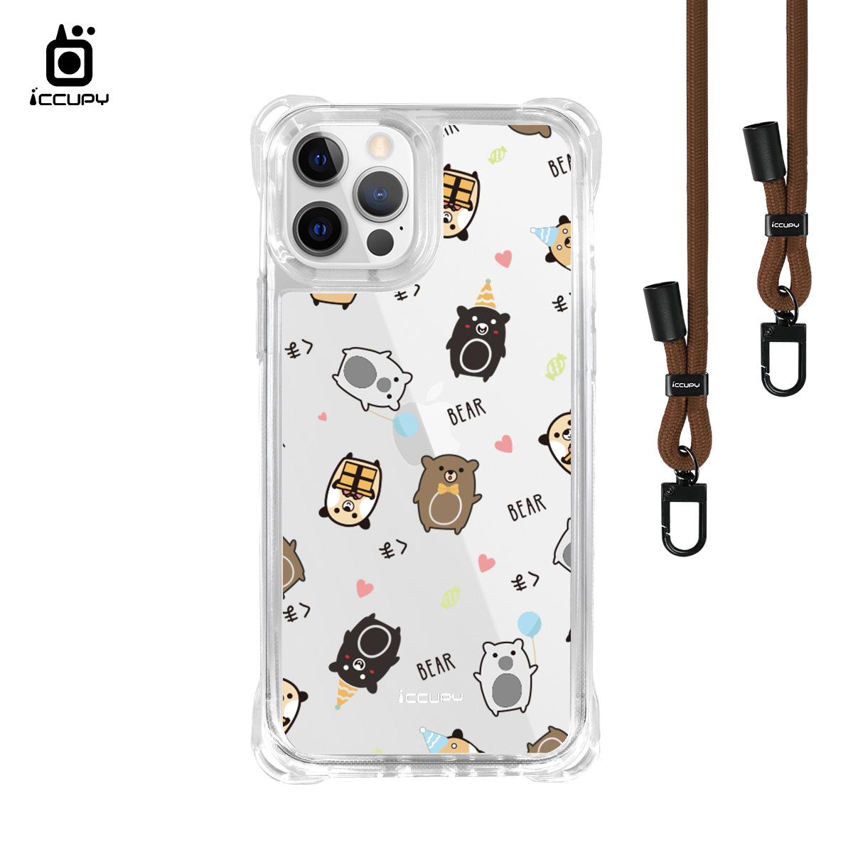 【熊貝貝A】iQ CASE角粒殼3.0背帶掛繩防摔殼 For iPhone 12 Pro Max-黑占iCCUPY