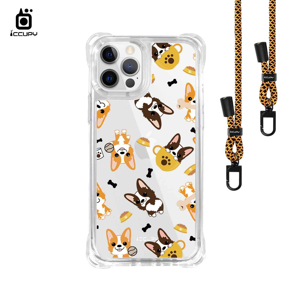 【柯基A】iQ CASE角粒殼3.0背帶掛繩防摔殼 For iPhone 12 Pro Max-黑占iCCUPY