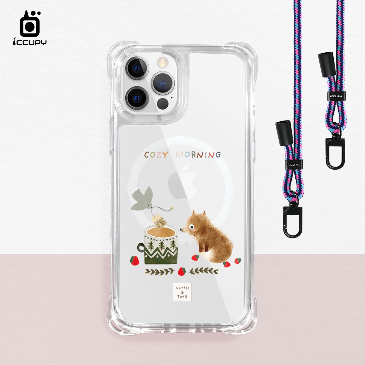 【森森物語|鄉村午茶】iQ CASE角粒殼3.0背帶掛繩防摔殼 (支援MagSafe)For iPhone 12 Pro Max 6.7-黑占iCCUPY