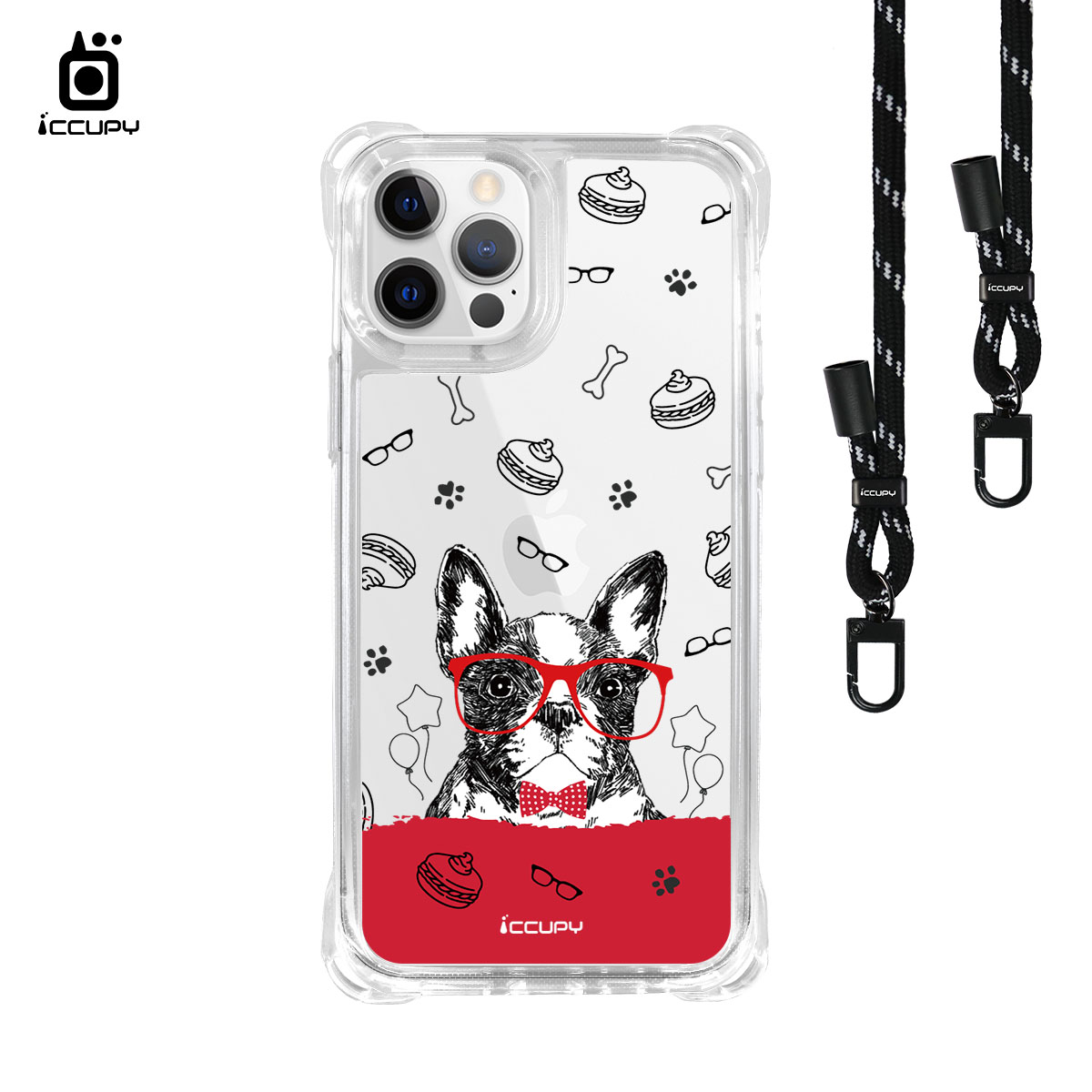 【美式法鬥】iQ CASE角粒殼3.0背帶掛繩防摔殼 For iPhone 12 Pro Max-黑占iCCUPY
