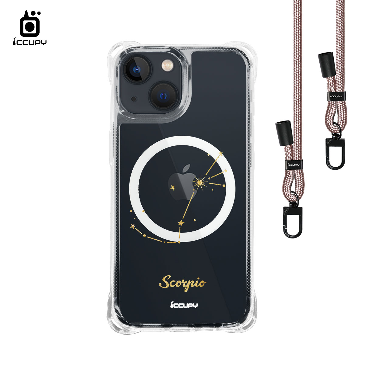 【星空-天蠍座】iQ CASE角粒殼3.0背帶掛繩防摔殼 (支援MagSafe) For iPhone 13 -黑占iCCUPY