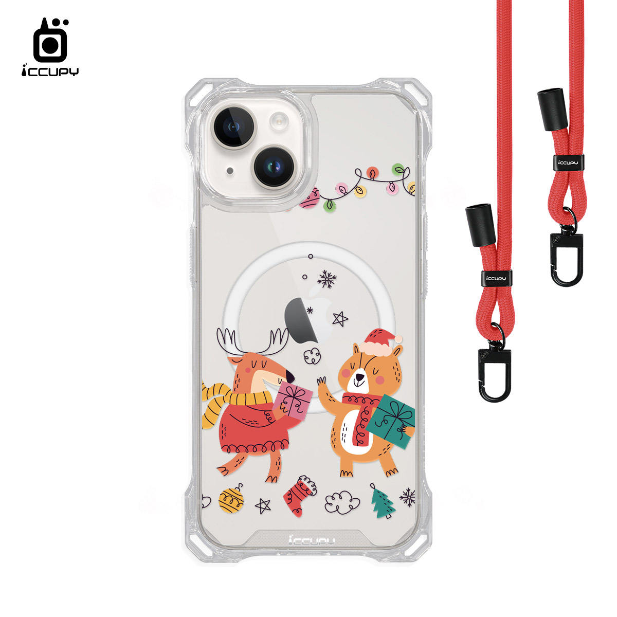 【交換禮物】iQ CASE角粒殼3.0背帶掛繩防摔殼 For iPhone 14 -黑占iCCUPY