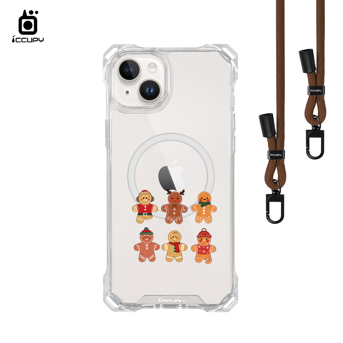 【可愛薑餅人】iQ CASE角粒殼3.0背帶掛繩防摔殼 For iPhone 14 Plus-黑占iCCUPY