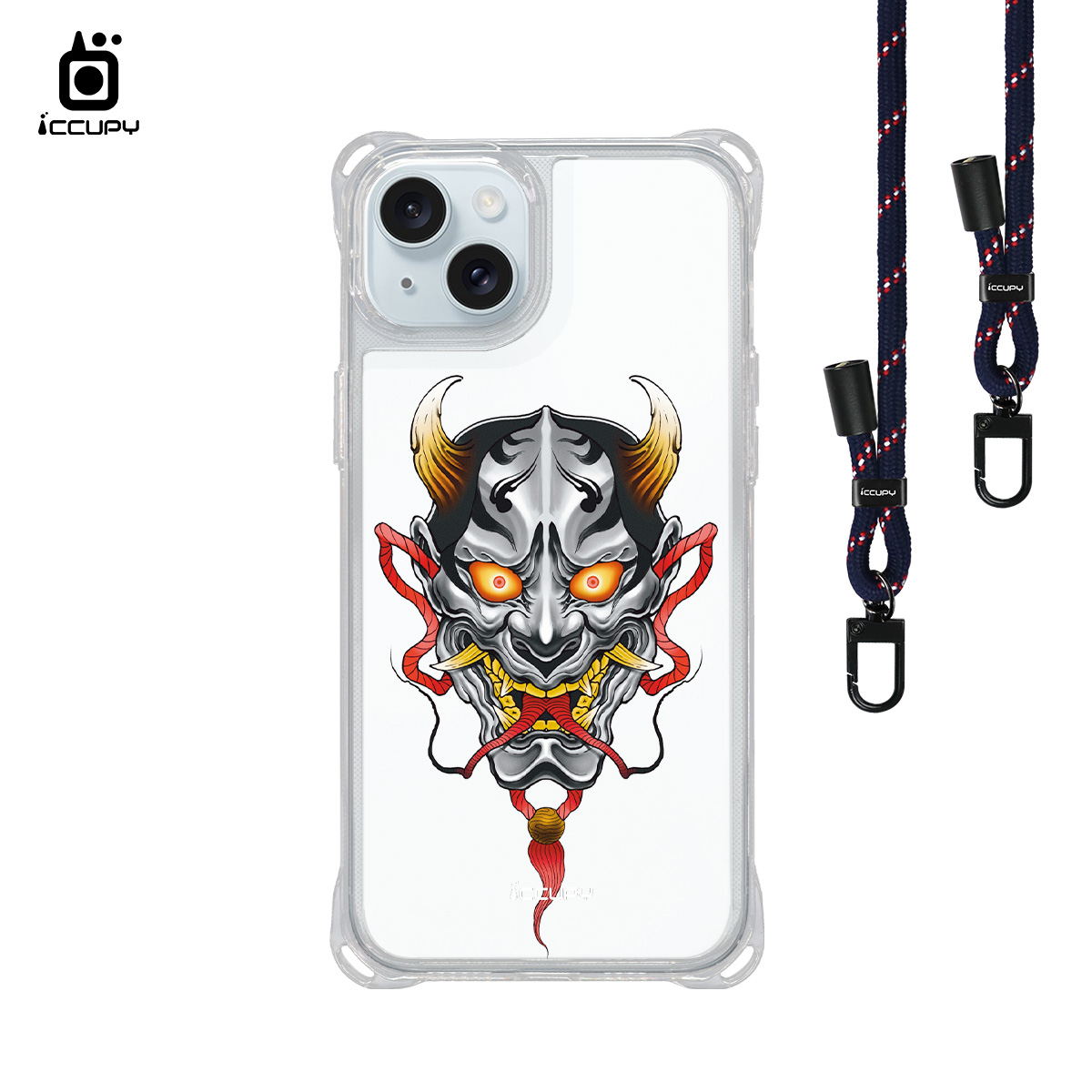 【淨恆HERMAN|般若】iQ CASE角粒殼3.0背帶掛繩防摔殼 For iPhone 15 Plus-黑占iCCUPY