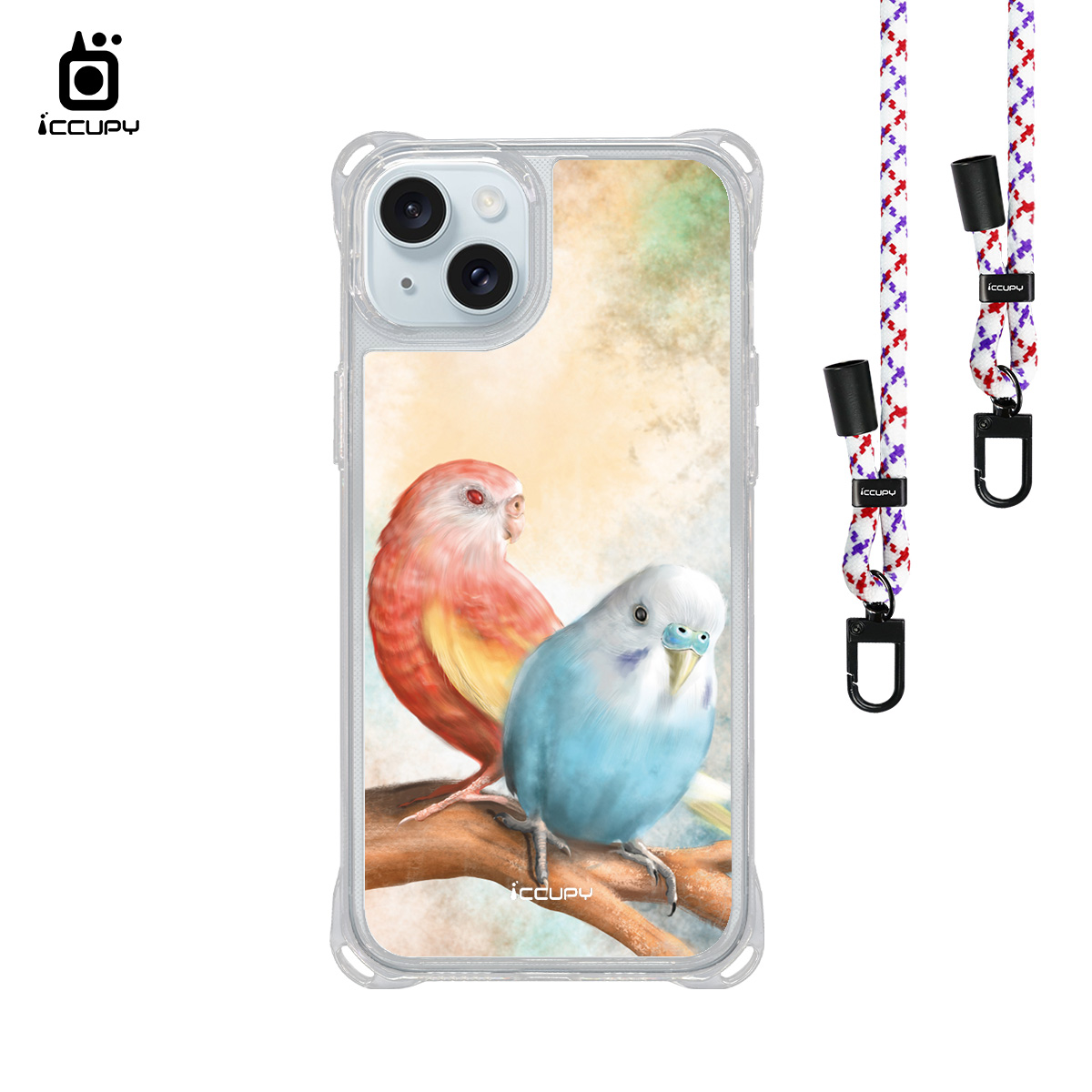 【Lin.mo里莫｜PARROT】iQ CASE角粒殼3.0背帶掛繩防摔殼 For iPhone 15 Plus-黑占iCCUPY