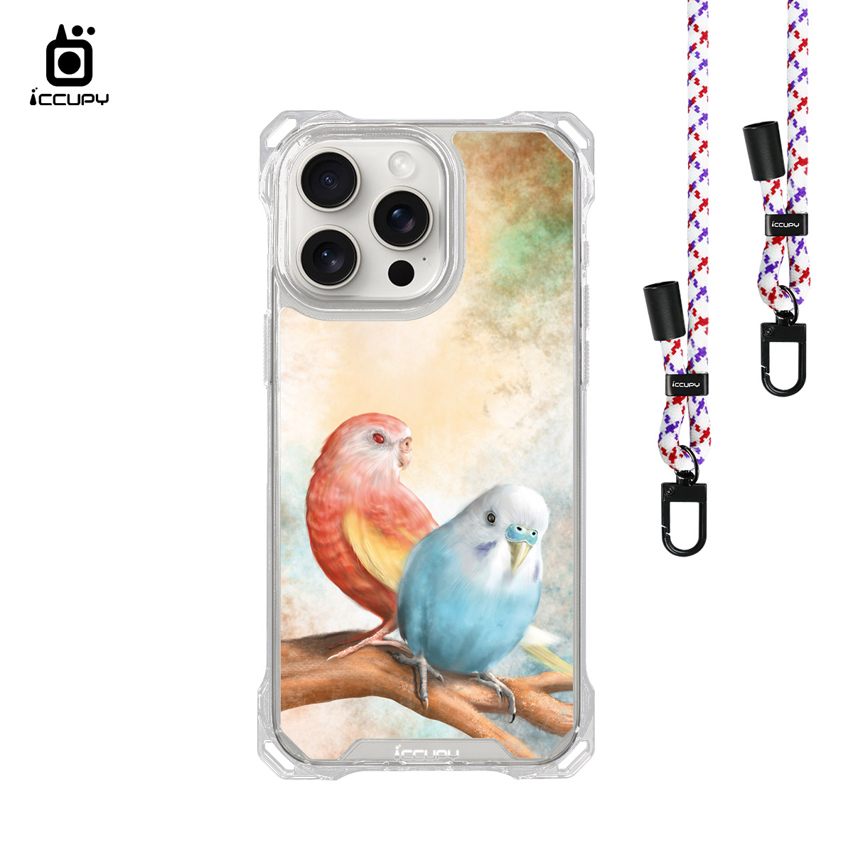 【Lin.mo里莫|PARROT】iQ CASE角粒殼3.0背帶掛繩防摔殼 (支援MagSafe ) For iPhone 15 Pro Max-黑占iCCUPY